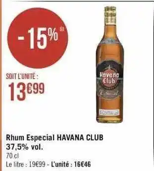Géant Casino Rhum especial havana club 37,5% vol. offre