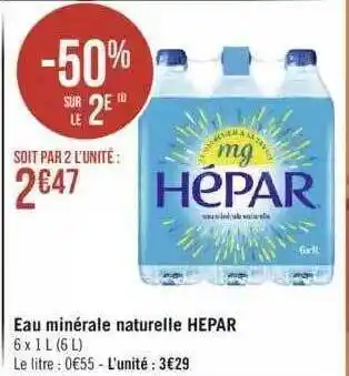 Géant Casino Eau minérale naturelle hépar offre