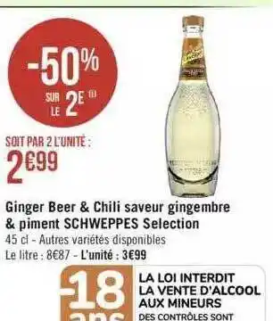 Ginger beer & chili saveur gingembre & piment schweppes sélection