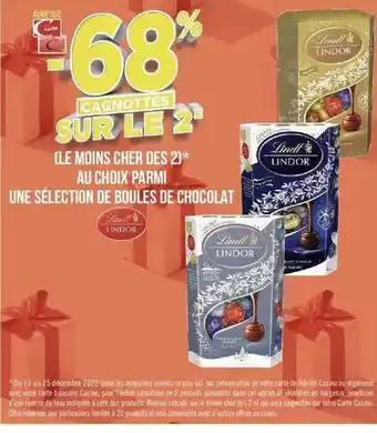 Géant Casino Boules de chocolat lindt lindor offre