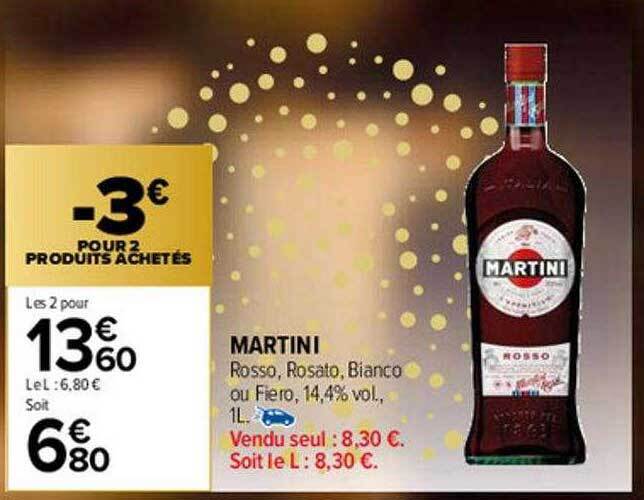 Promo Martini rosso, rosato, bianco ou fiero chez Carrefour Market