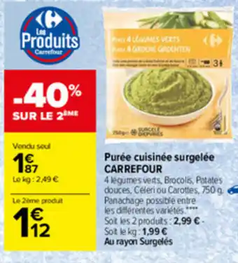 Carrefour Purée cuisinée surgelée offre
