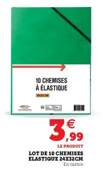 Super U Lot De 10 Chemises Elastique 24x32 CM offre