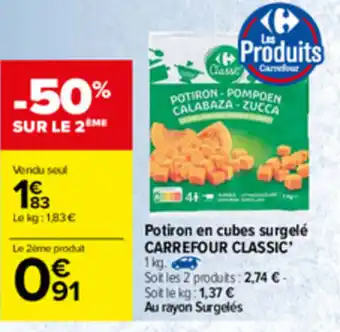 Potiron en cubes surgelé