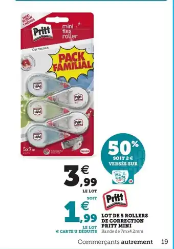 Lot De 5 Rollers De Correction Pritt Mini