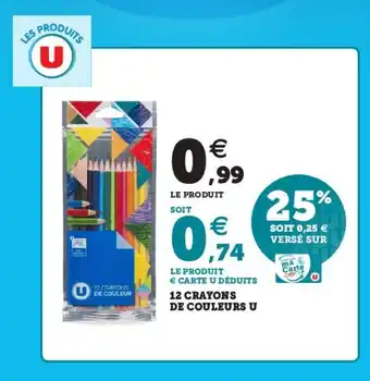 Super U 12 Crayons De Couleurs U offre