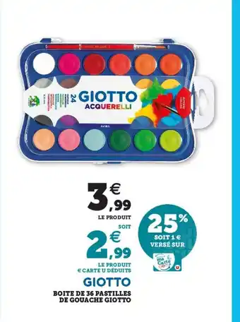 Super U Boite De 36 Pastilles De Gouache Giotto offre