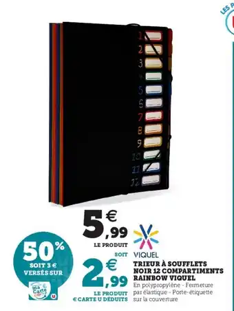 Super U Triuer A Soufflets Noir 12 Compartiments Rainbow Viquel offre