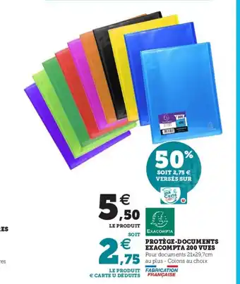 Super U Protége-Documents Exacompta 200 Vues offre