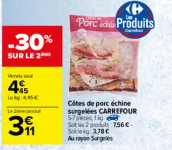 Carrefour Côtes de porc échine surgelées offre