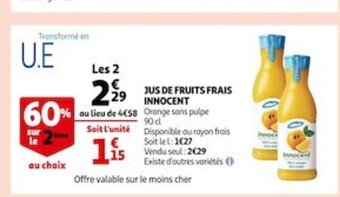 Auchan Jus de Fruits Frais Innocent offre