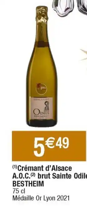 Cora x Carrefour Cremant D'Alsace A.O.C. Brut Sainte Odil Bestheim offre
