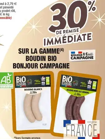 Cora x Carrefour Sur La gamme Boudin Bio Bonjour Campagne offre