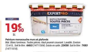 Bricorama Peinture monocouche murs et plafonds offre