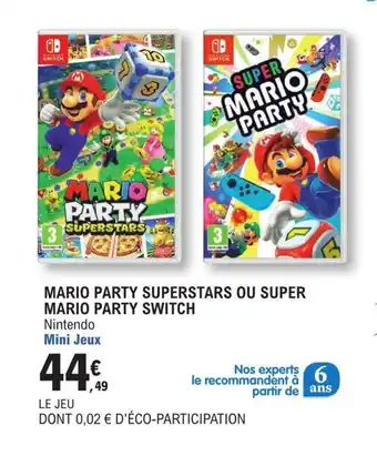 E.Leclerc Mario party superstars ou super mario party switch offre