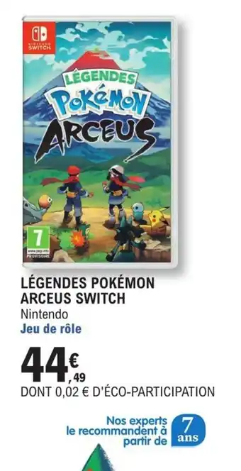 E.Leclerc Légendes pokémon arceus switch offre