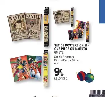 E.Leclerc Set de Posters Chibi One Piece Ou Naruto offre
