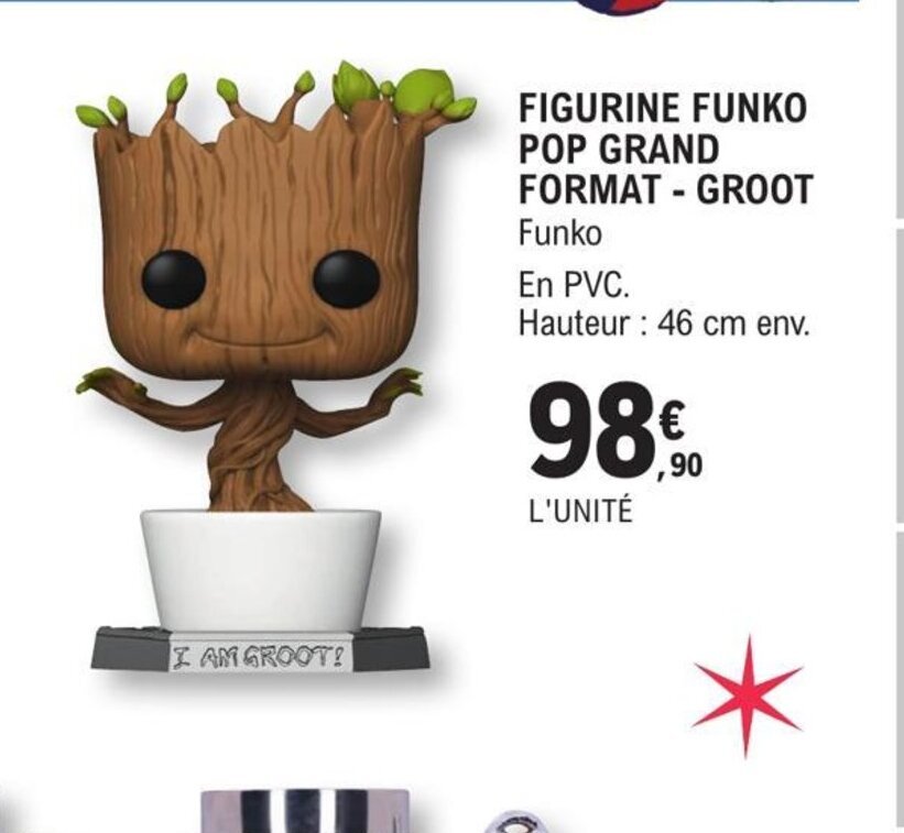 Promo Figurine Funko Pop Grand Format Groot chez E.Leclerc