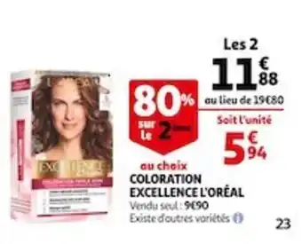 Auchan Coloration Excellence l'Oreal offre