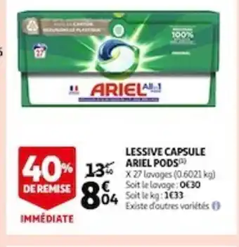 Auchan Lessive Capsule Ariel Pods offre