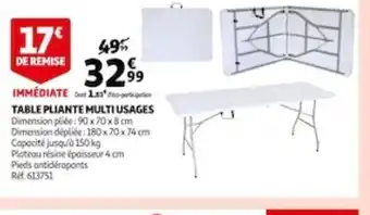 Auchan Table Pliante Multi Usages offre