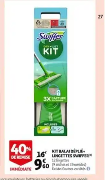 Auchan Kit Balai Déplié Lingettes Swiffer offre