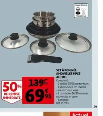 Auchan Set a Poignée Amovibles 9pcs Actuel offre
