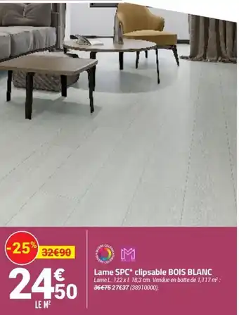 Bricorama Lame spc clipsable bois blanc offre