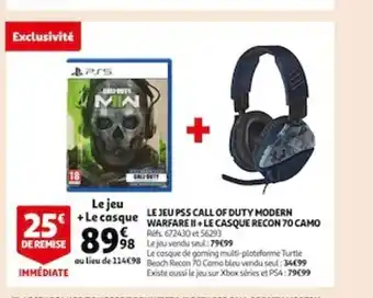 Auchan Le Jeu PS5 Call Of Duty Modern Warfare II +Le Casque Recon 70 Camo offre