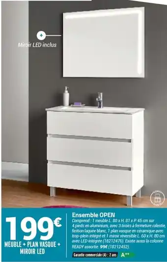 Bricorama Meuble + plan vasque + miroir led offre