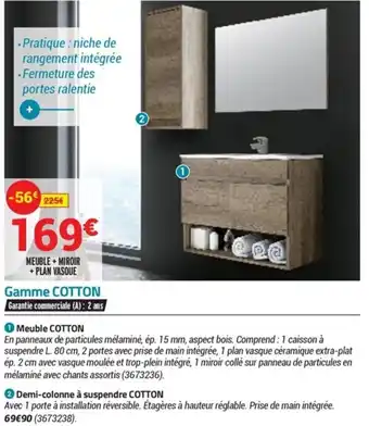 Bricorama Meuble + miroir + plan vasque offre