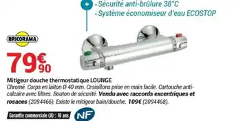 Mitigeur douche thermostatique lounge