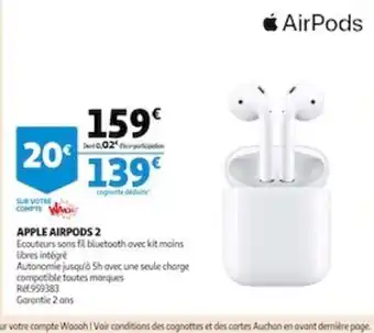 Auchan Apple Airpods 2 offre