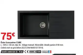 Bricorama Évier à encastrer cube offre
