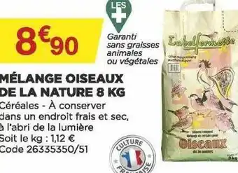 Bricomarché Mélange oiseaux de la nature 8 kg label fermette offre