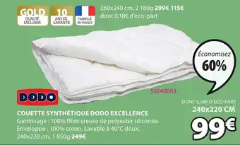 JYSK Couette synthétique dodo excellence offre