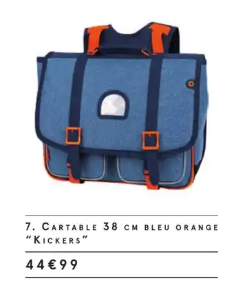 Monoprix Cartable 38 cm bleu orange "kickers" offre