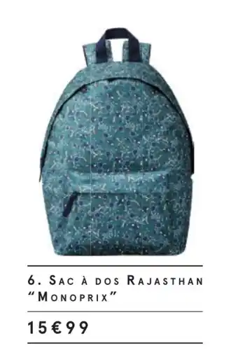 Monoprix Sac à dos rajasthan "monoprix" offre