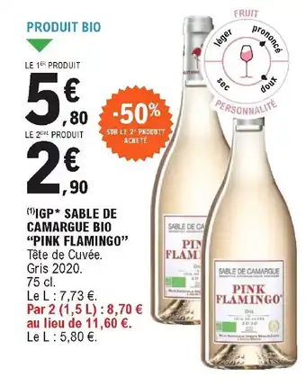 E.Leclerc IGP sable de camargue bio "pink flamingo" offre