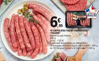 E.Leclerc 18 Chipolatas façon charcutière "socopa" offre