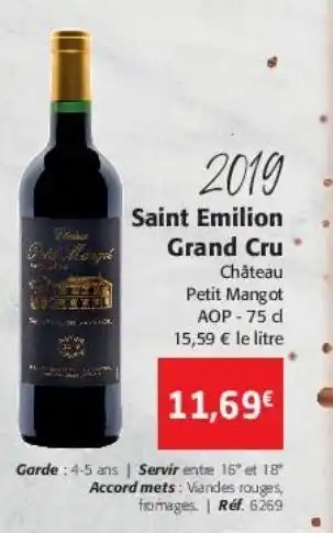 Colruyt Saint emilion grand cru 2019 offre