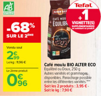 Carrefour Market Café moulu bio alter eco offre