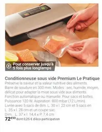 Gamm vert Conditionneuse sous vide premium le pratique offre