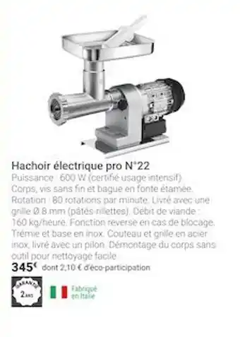 Gamm vert Hachoir électrique pro n°22 offre