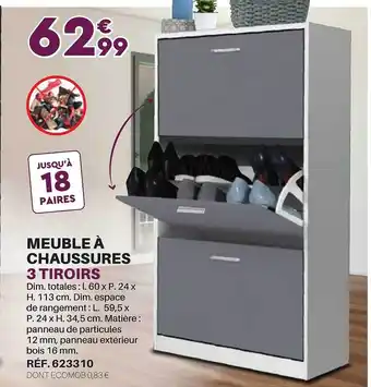 Shopix Meuble à chaussures 3 tiroirs offre