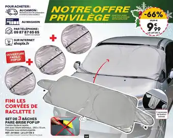 Shopix Set de 3 bâches pare-brise pop up offre