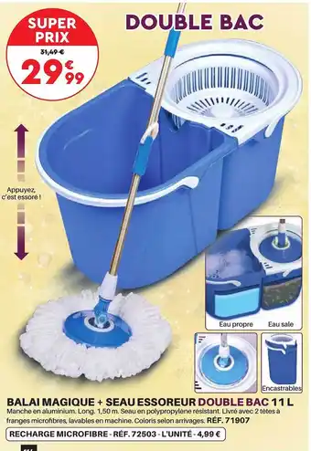Shopix Balai magique + seau essoreur double bac 11 l offre