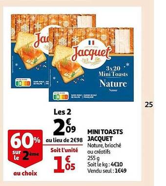 Auchan Mini toasts jacquet offre