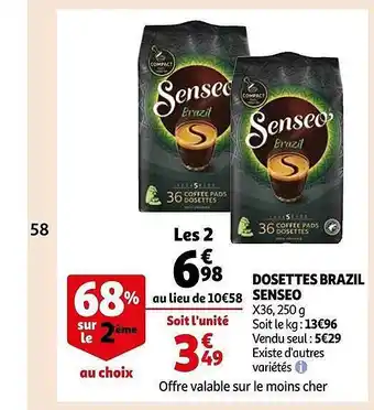 Auchan Dosettes brazil senseo offre