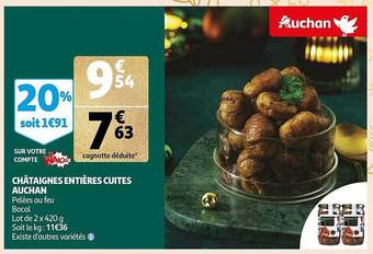 Auchan Châtaignes entières cuites auchan offre